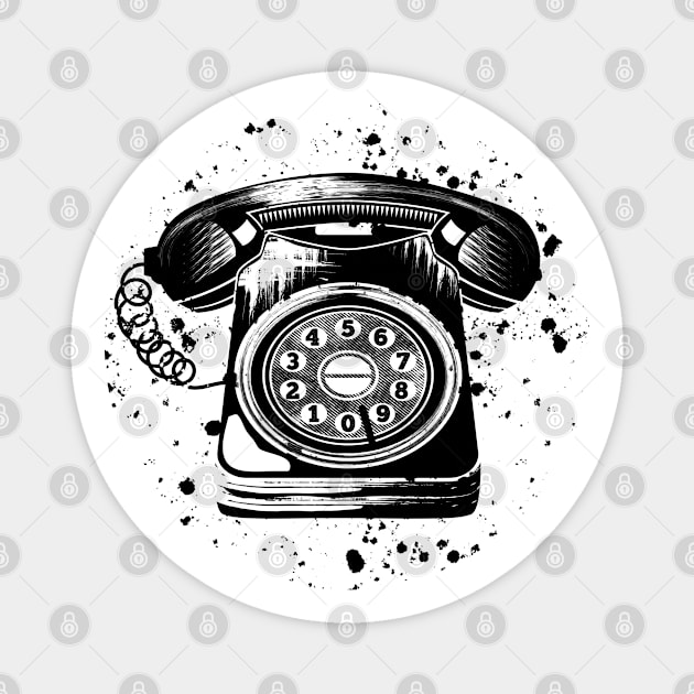 Black and white retro telephone Magnet by mailboxdisco